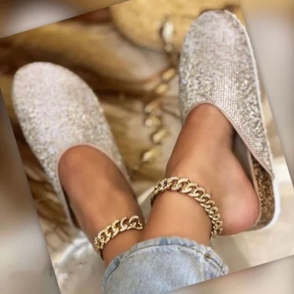 Size 6 Rhinestone Embellished Glam Mule Slides - Picture 1 of 10